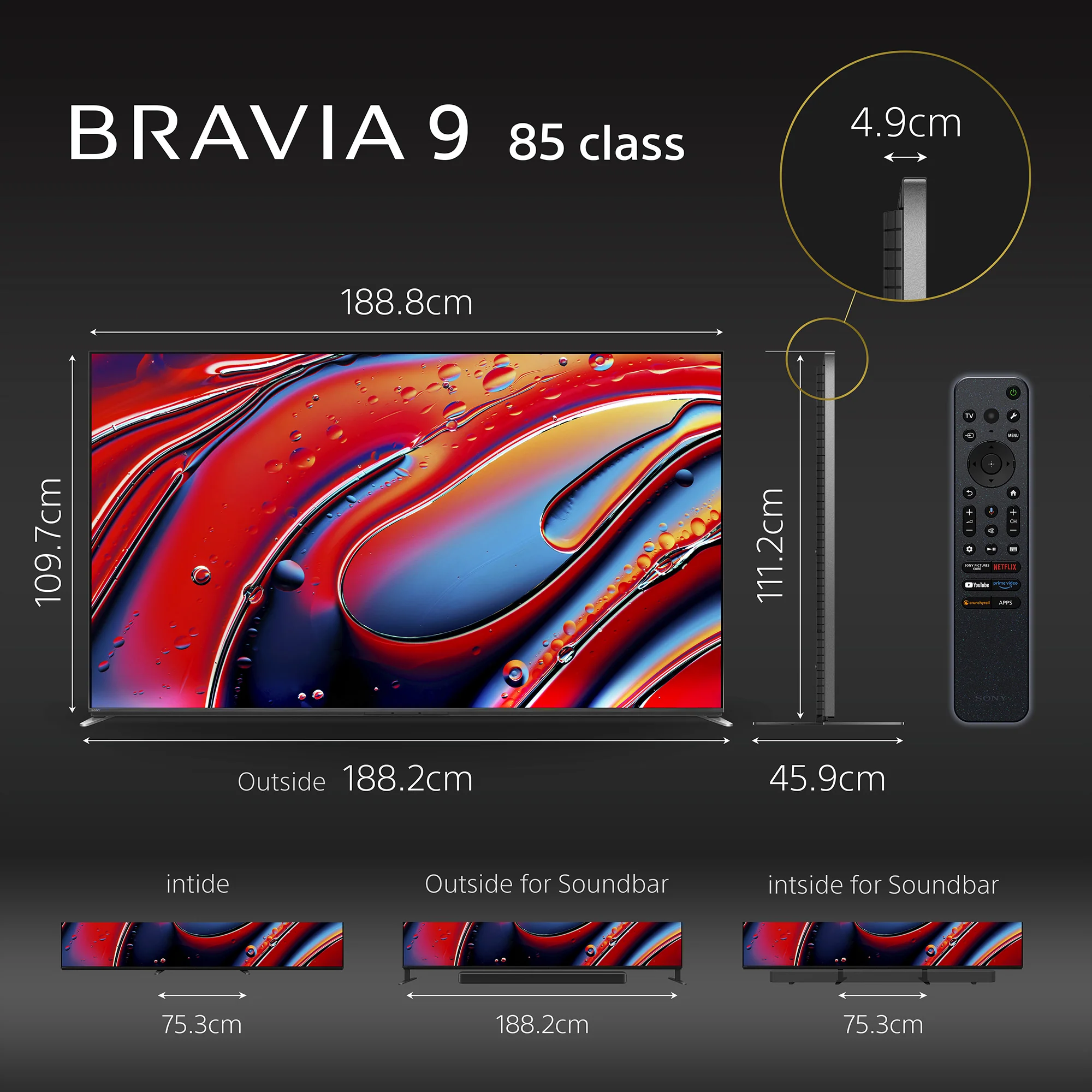 Sony | BRAVIA 9 | 85 Inch | MINI LED XR QLED TV with XR BACKLIGHT MASTER DRIVE TV with High Peak Luminance | Our brightest TV ever for ultimate cinema, sports & PS5 gaming | 4K HDR Smart TV (Google TV) | 2024 Model - Image 3